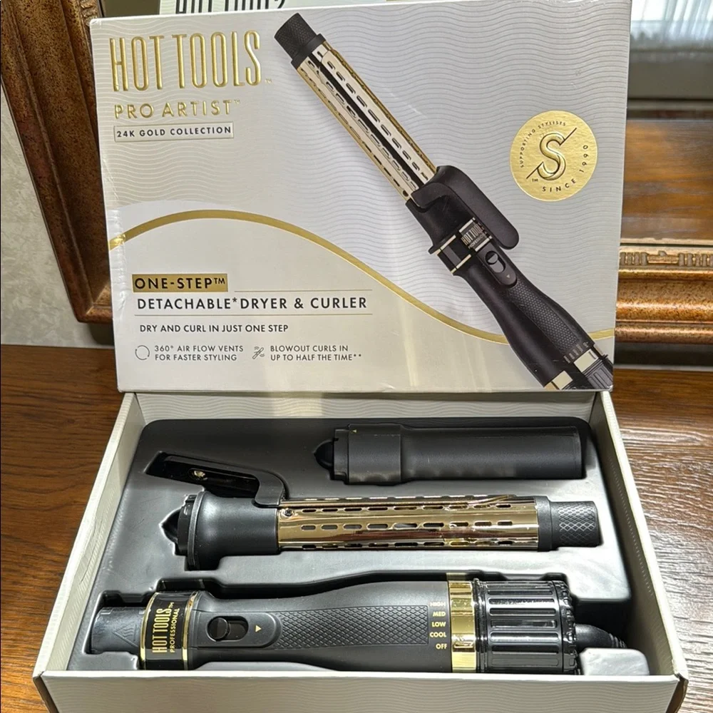 Hot Tools Pro Artist 24K Gold collection Detachable Dryer & Curler- Black & Gold